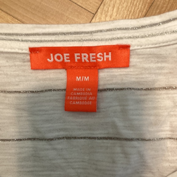 Joe Fresh tshirt and tank white silver stripe racerback - Picture 2 of 8